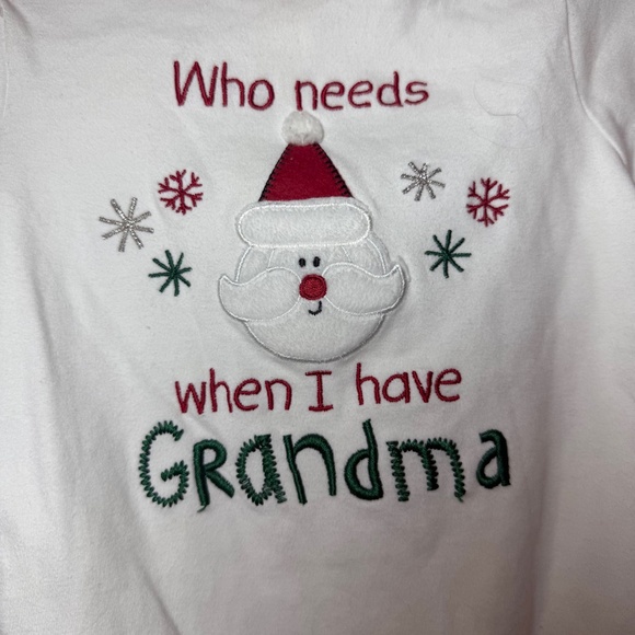 Miniwear White With Red Long Sleeves Who Needs Santa Bodysuit - Picture 2 of 6